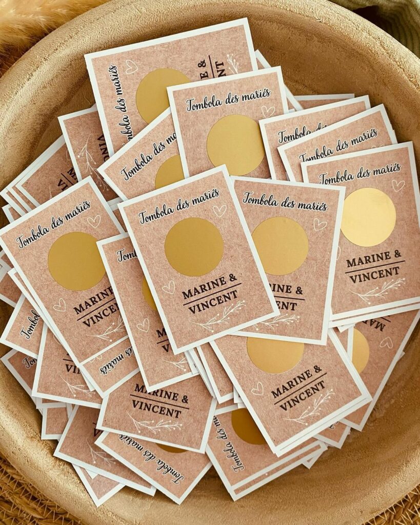 jeu du marié ticket de tombola à gratter