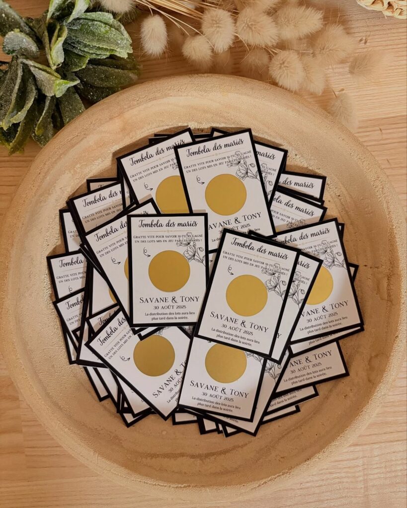 jeu du marié tombola à gratter